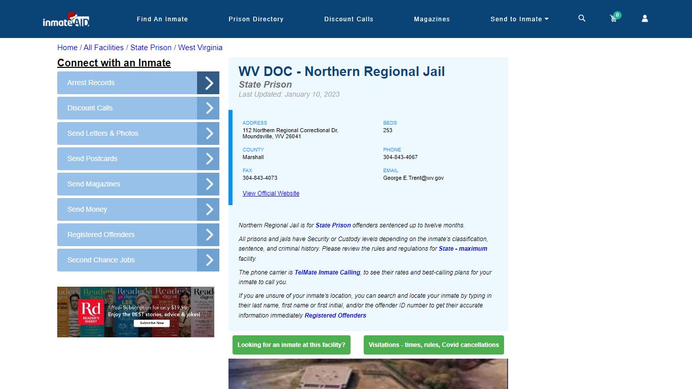 WV DOC - Northern Regional Jail & Inmate Search | Visitation - Moundsville
